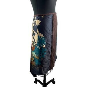 Pennyblack Navy Beige 8 Gonna Jupe Falda Rock Asymmetrical Skirt Floral Pull On